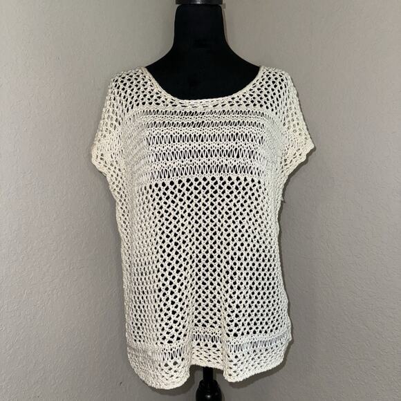Converse One Star Women’s Open Knit Sweater Size XL Boho Layering Piece Ivory - Picture 1 of 7